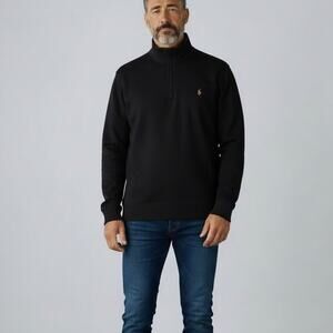 Polo Ralph Lauren Estate Rib Quarter Zip Pullover NWT Mens Sz XXL Black Cotton